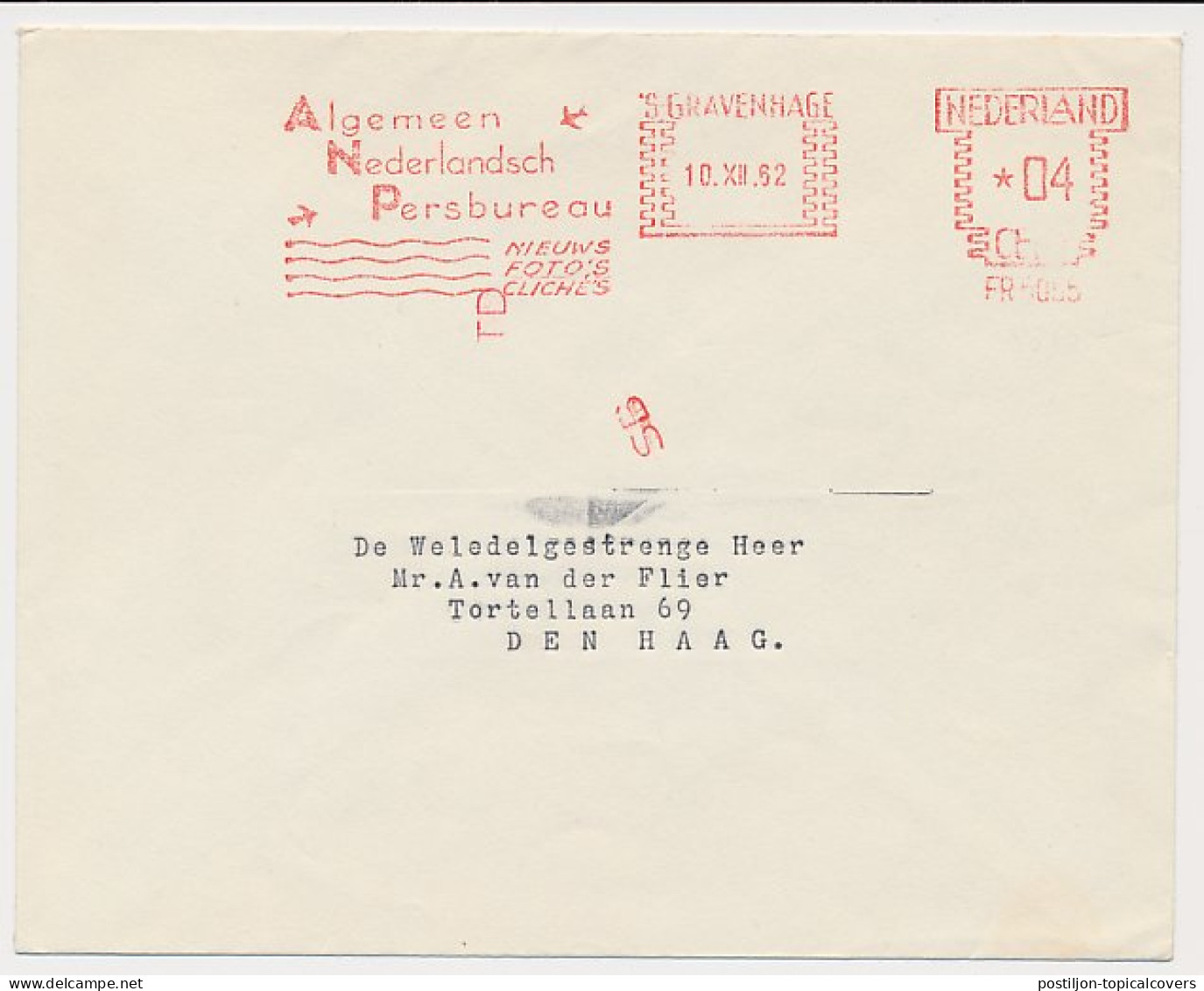 Meter Cover Netherlands 1962 ANP - General Dutch News Agency - Unclassified