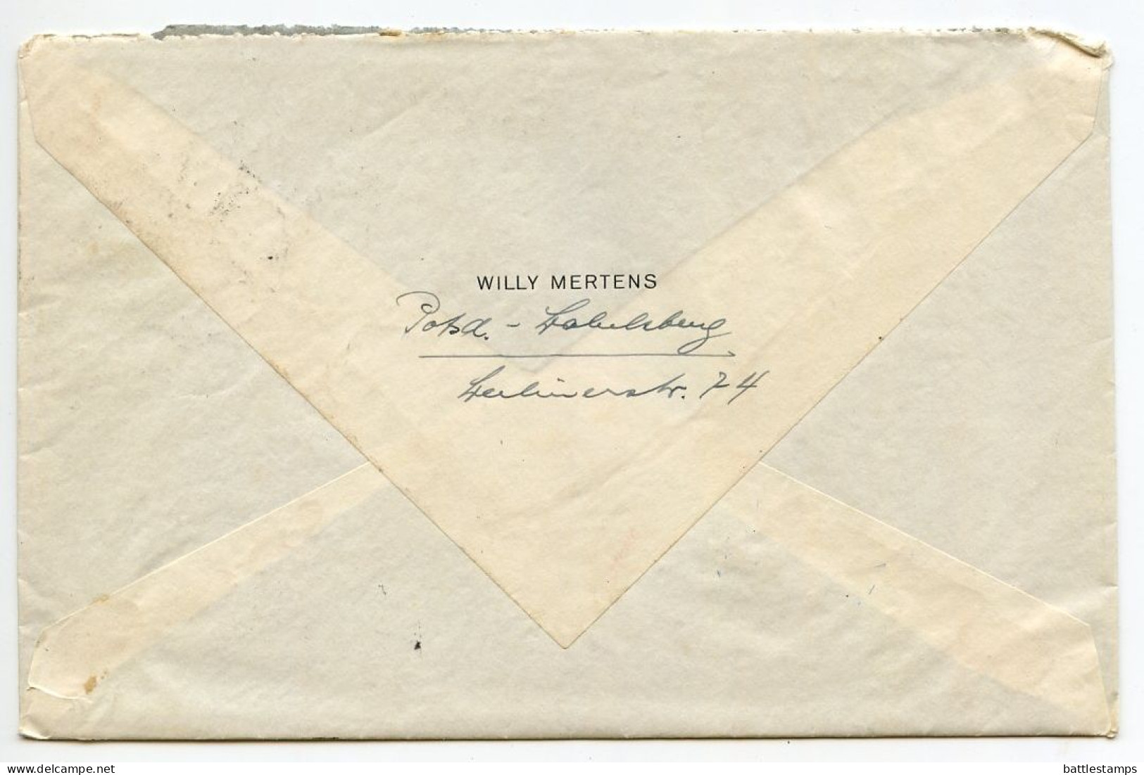 Germany 1941 Cover & Letter; Potsdam-Babelsberg - Willy Mertens To Schiplage; Hindenburg Stamps - Covers & Documents
