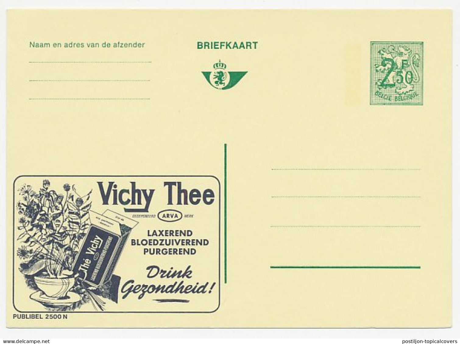 Publibel - Postal Stationery Belgium 1970 Tea - Vichy - Laxative - Purifies The Blood - Sonstige & Ohne Zuordnung