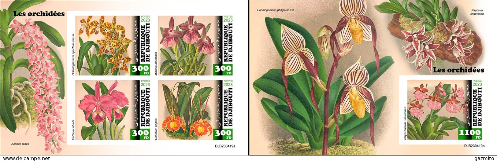 Djibouti 2023, Orchids, 4val In BF +BF IMPERFORATED - Orchidées