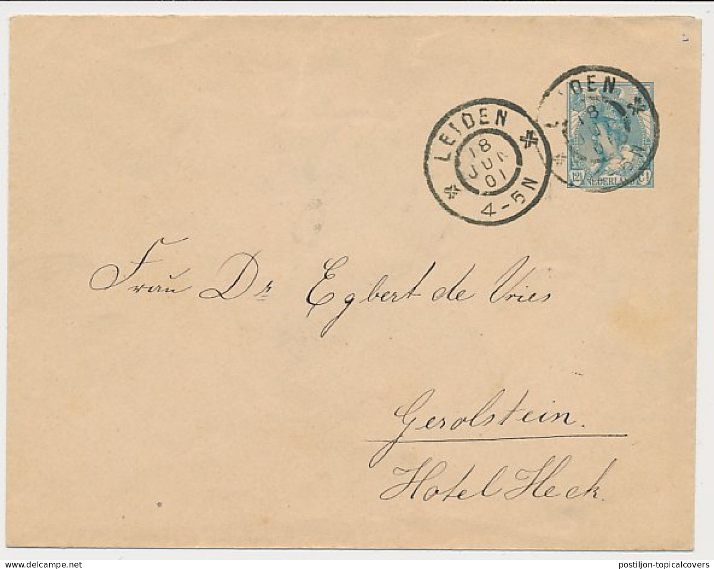 Envelop G. 9 B Leiden - Duitsland 1901 - Entiers Postaux