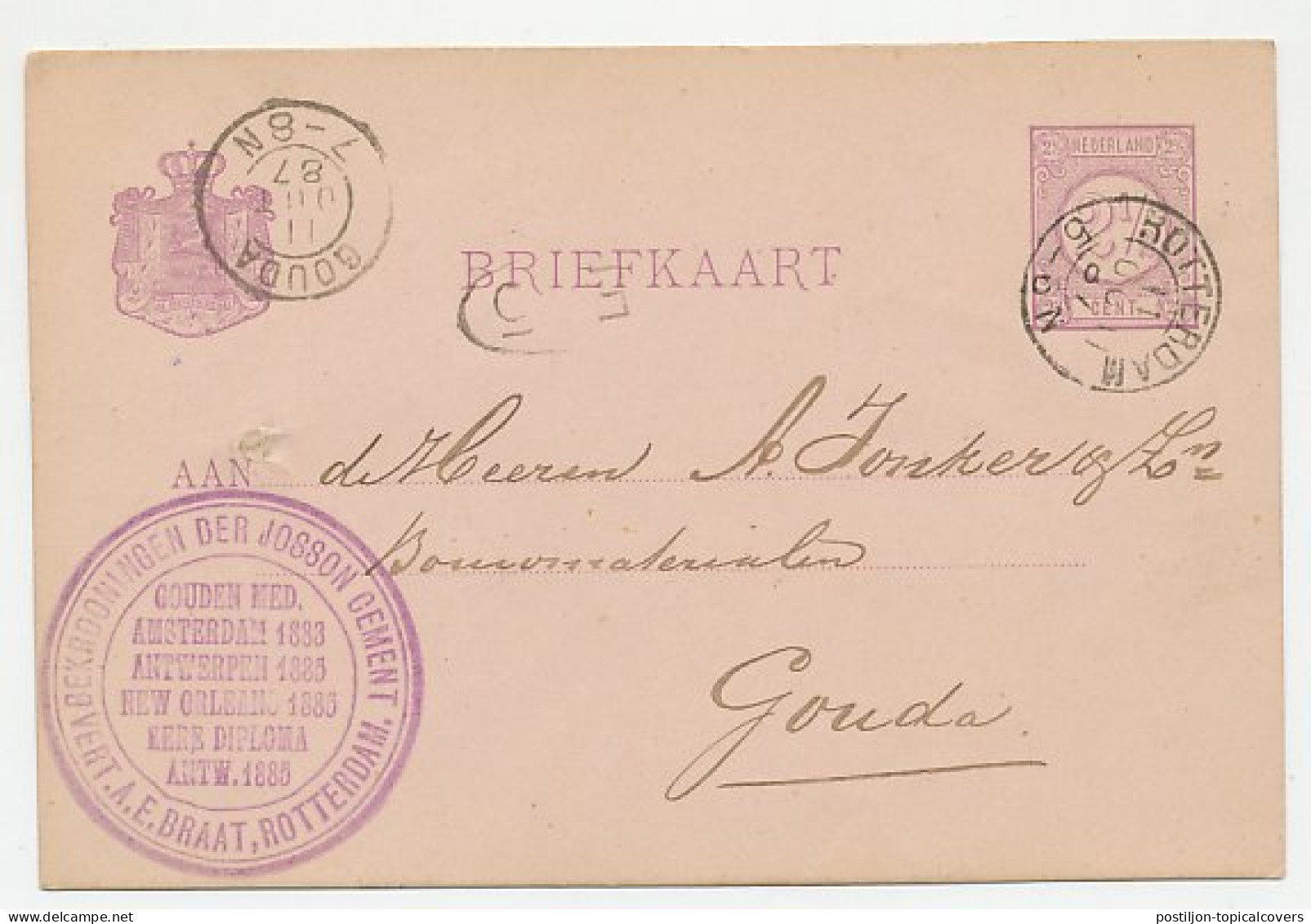 Briefkaart Rotterdam 1887 - Cement - Ohne Zuordnung