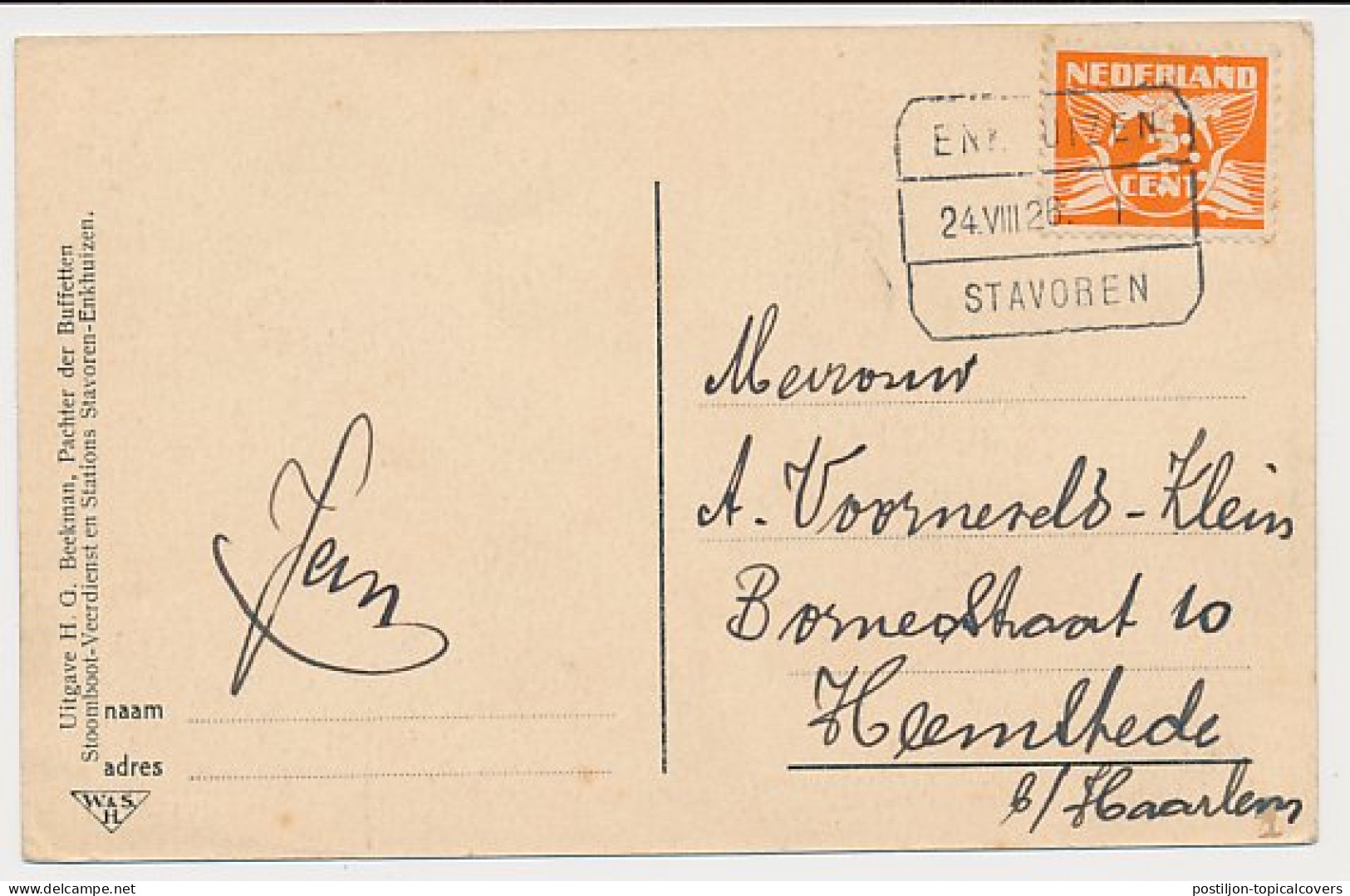 Treinblokstempel : Enkhuizen - Stavoren I 1926 - Unclassified