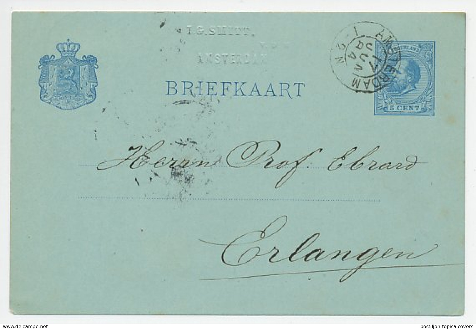 Briefkaart G. 25 Firma Blinddruk Amsterdam 1884 - Entiers Postaux