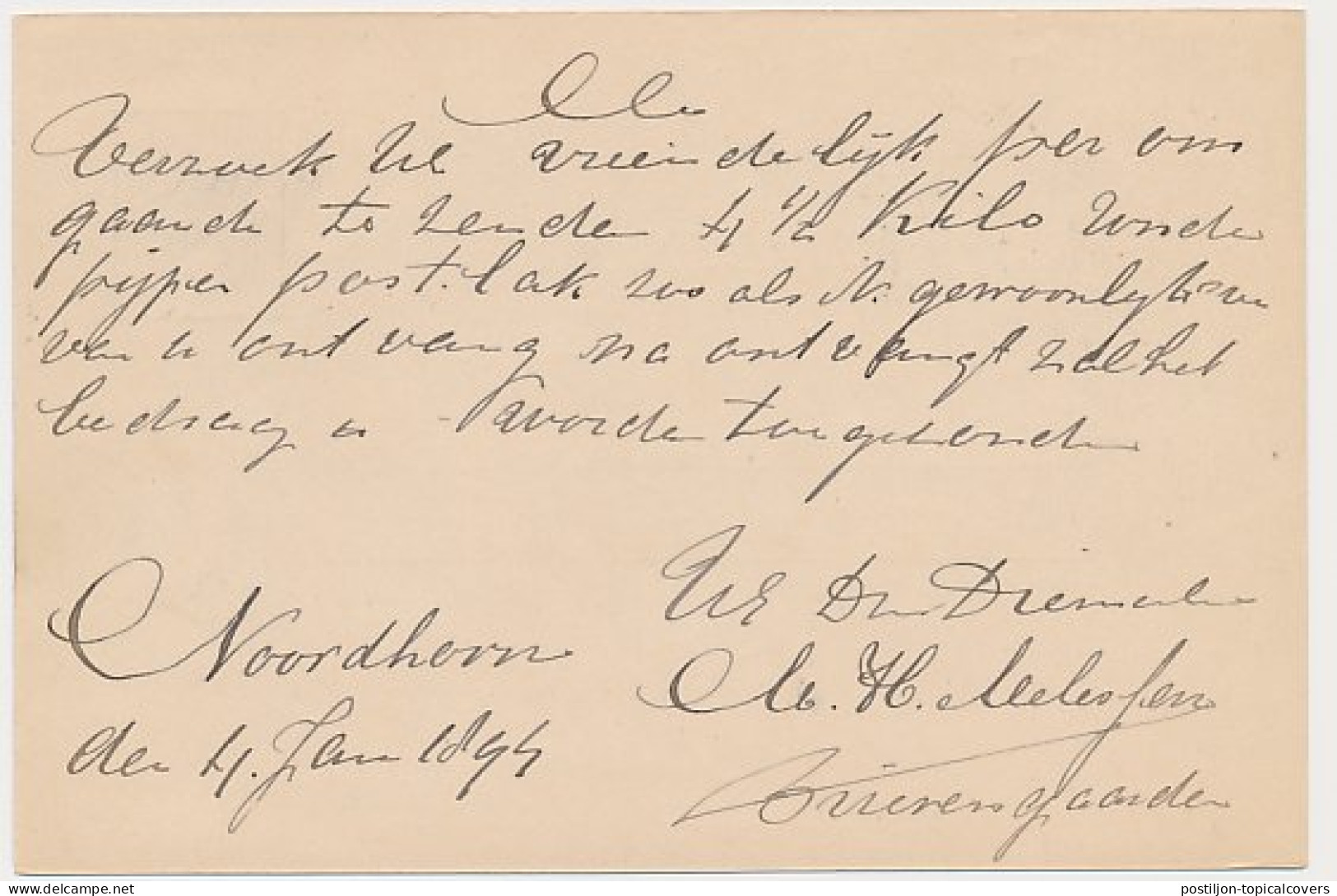 Kleinrondstempel Noordhorn 1894 - Afz. Brievengaarder - Ohne Zuordnung