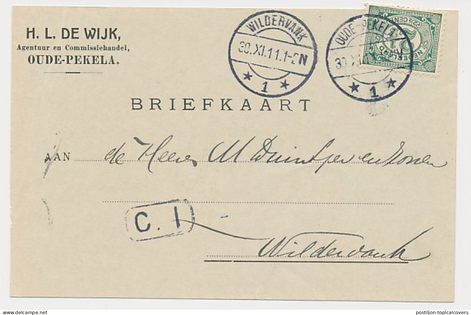 Firma Briefkaart Oude Pekela 1911 - Agentuur - Commissiehandel - Ohne Zuordnung