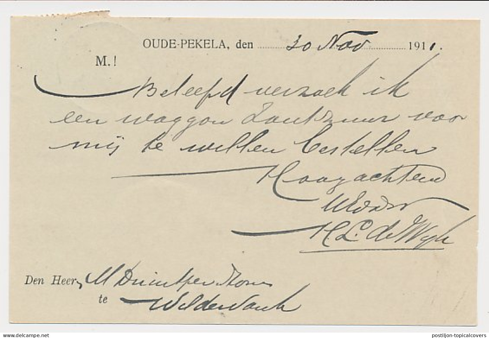 Firma Briefkaart Oude Pekela 1911 - Agentuur - Commissiehandel - Ohne Zuordnung