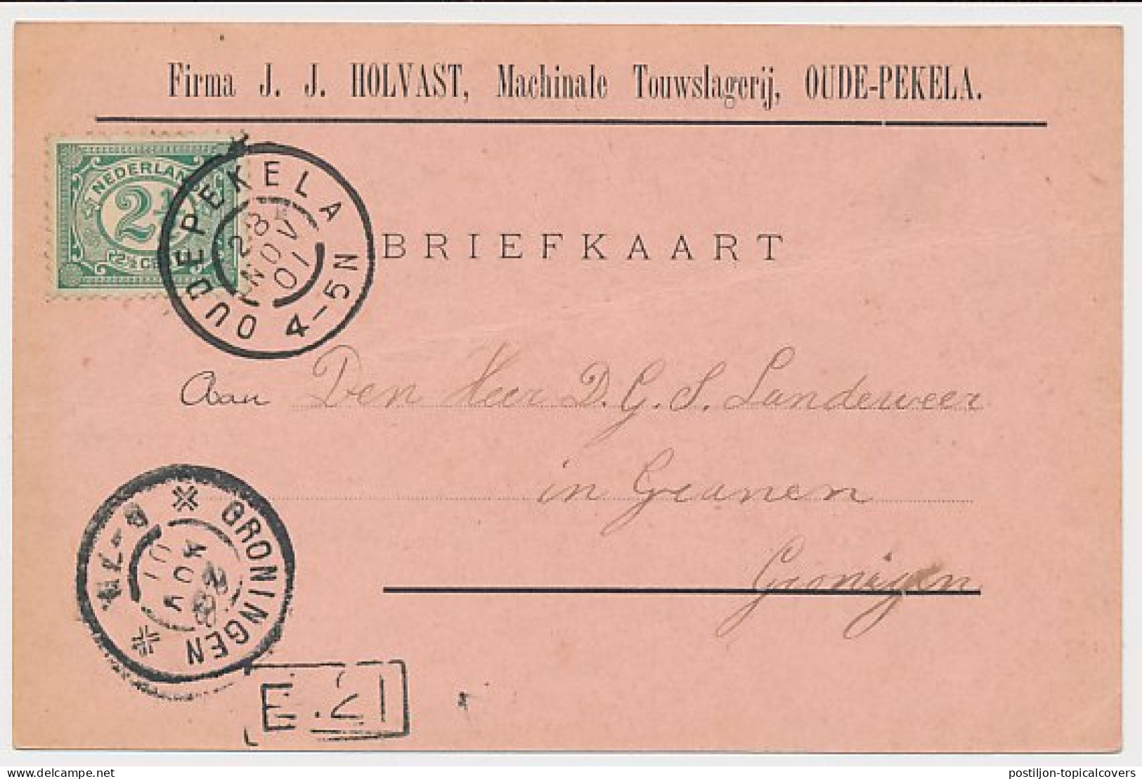 Firma Briefkaart Oude Pekela 1901 - Touwslagerij - Ohne Zuordnung