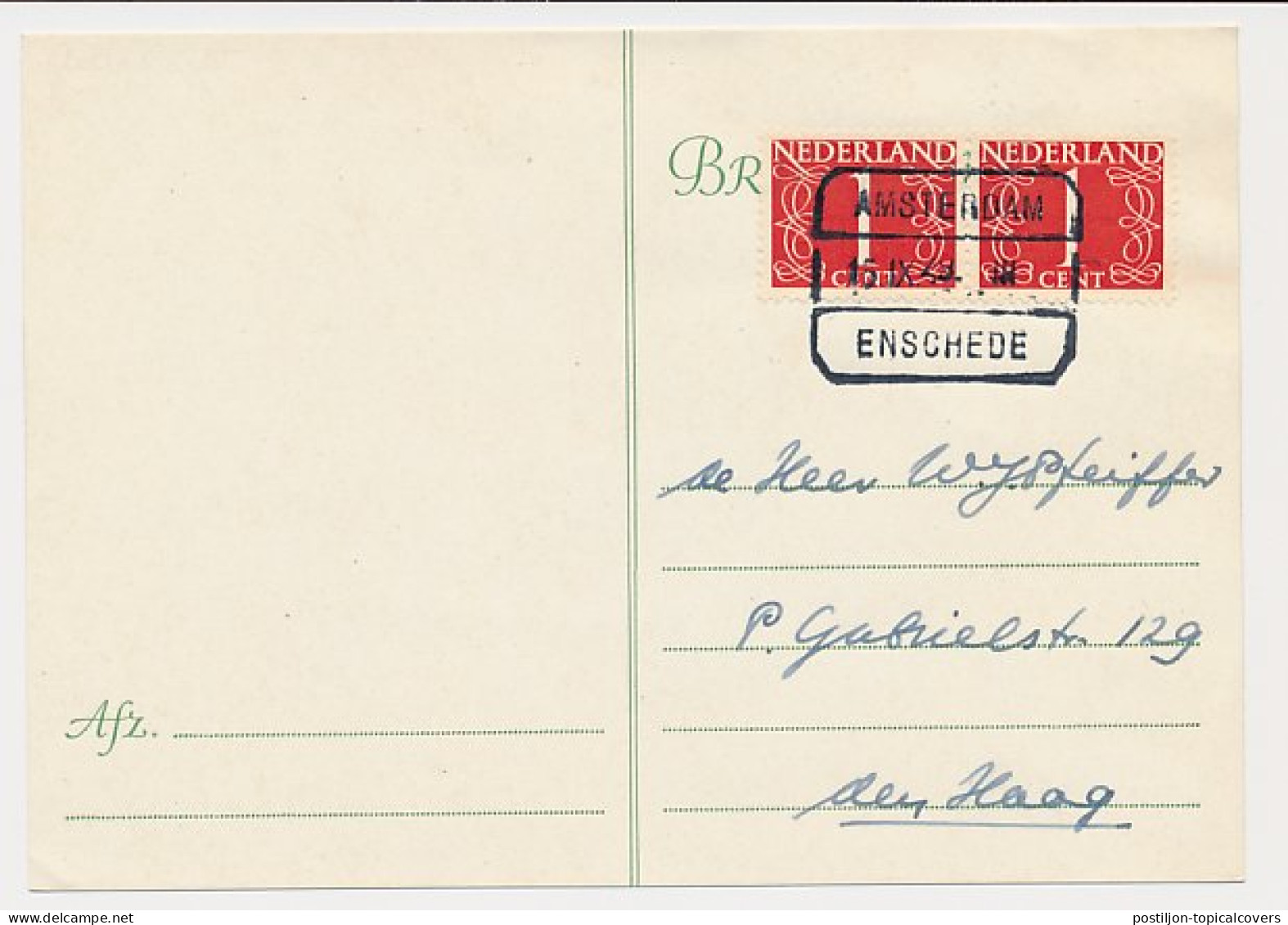 Treinblokstempel : Amsterdam - Enschede III 1949 - Unclassified