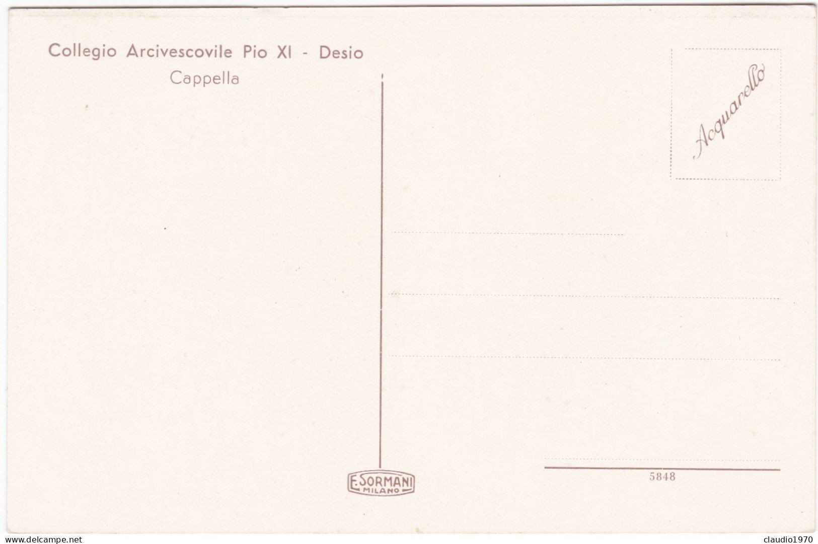 DESIO (MONZA E DELLA BRIANZA) - CARTOLINA - COLLEGIO ARCIVESCOVILE PIO XI - CAPPELLA - Monza