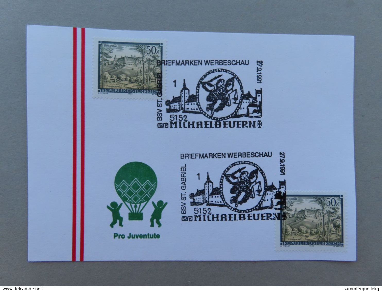 Österreich Pro Juventute - Mit Sonderstempel 27. 9. 1991 Michaelbeuern, Briefmarken Werbeschau (Nr.1701) - Andere & Zonder Classificatie