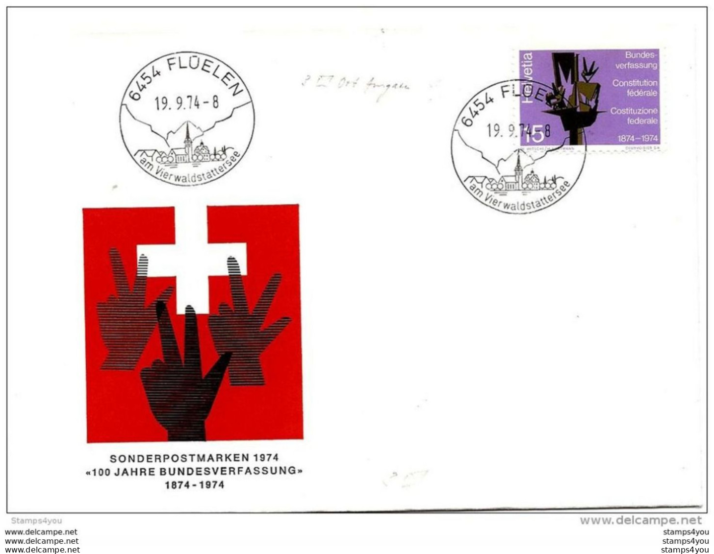 190 - 45 - Enveloppe  Avec Oblit Illustrée De Flüelen 1974 - Postmark Collection