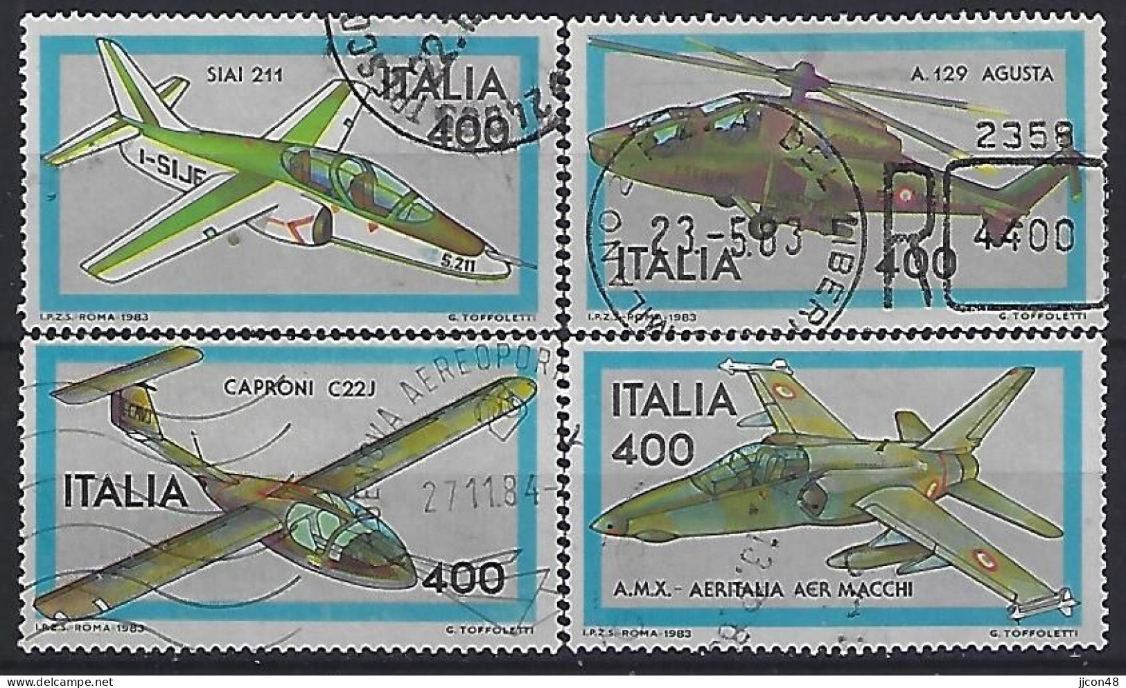 Italy 1983  Flugzeugbau  (o) Mi.1834-1837 - 1981-90: Used