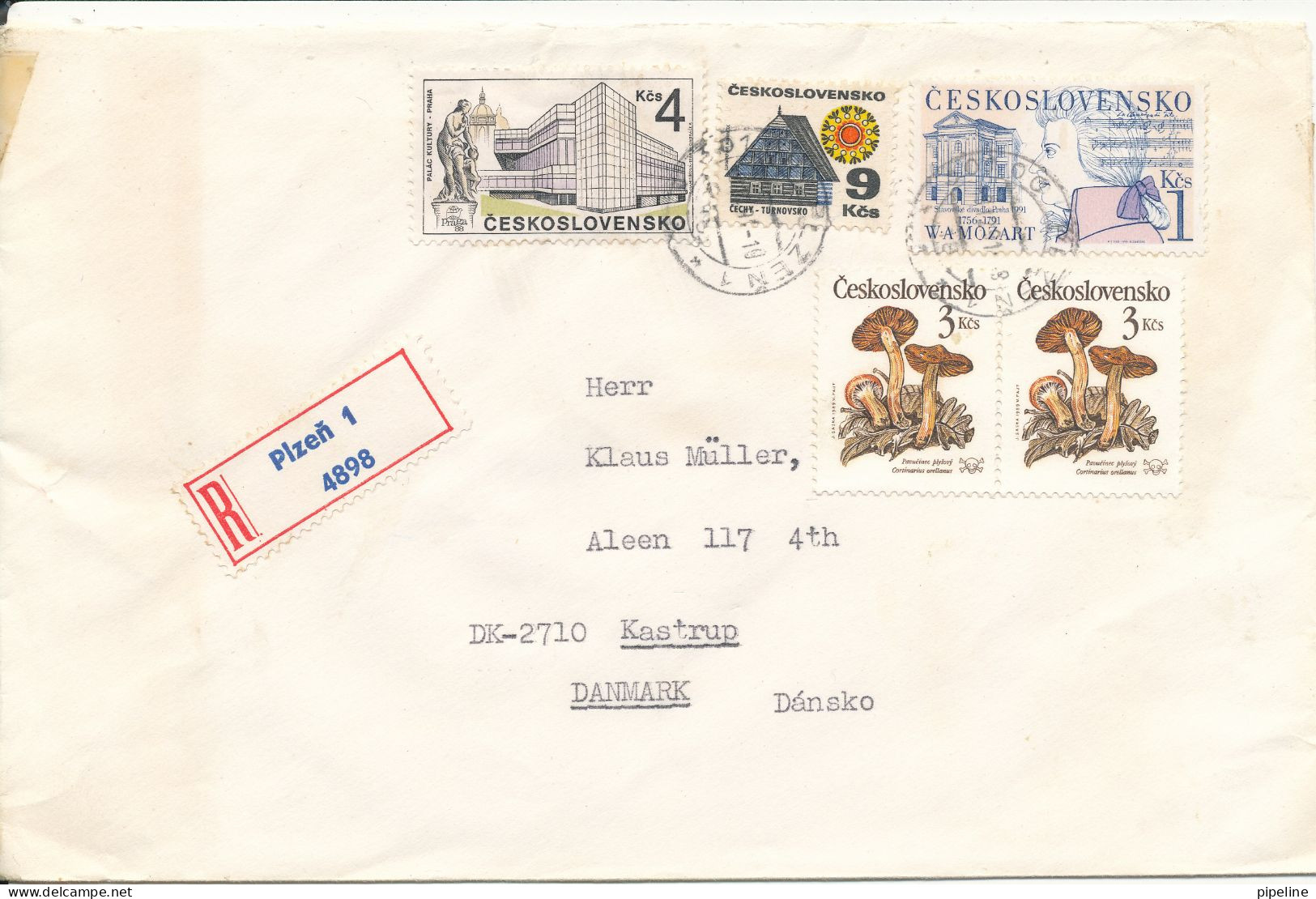 Czechoslovakia Registered Cover Sent To Denmark 1991 Topic Stamps - Covers & Documents