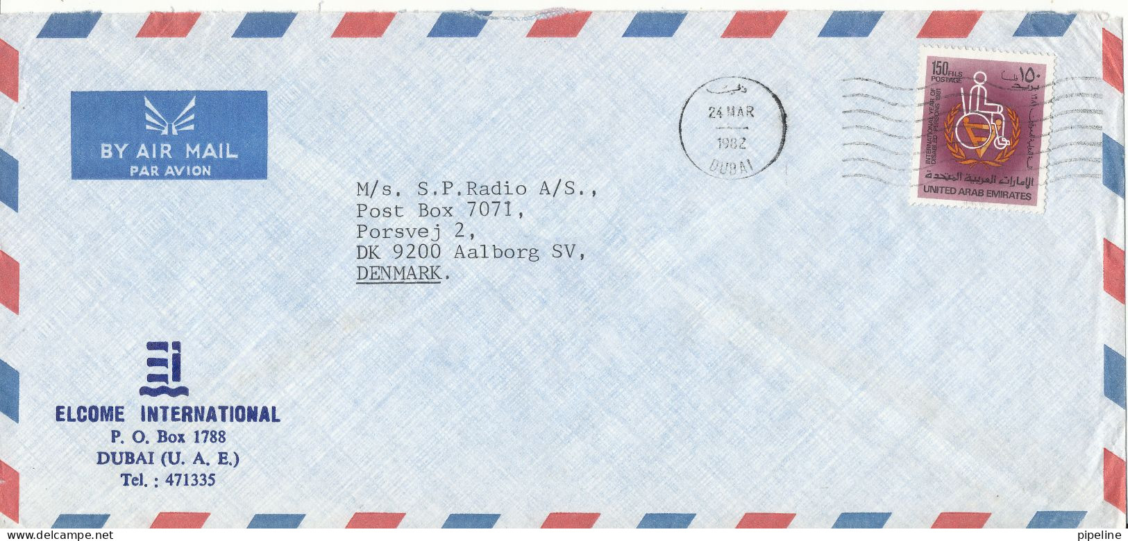 U. A. E. Dubai Air Mail Cover Sent To Denmark 24-3-1982 - Dubai