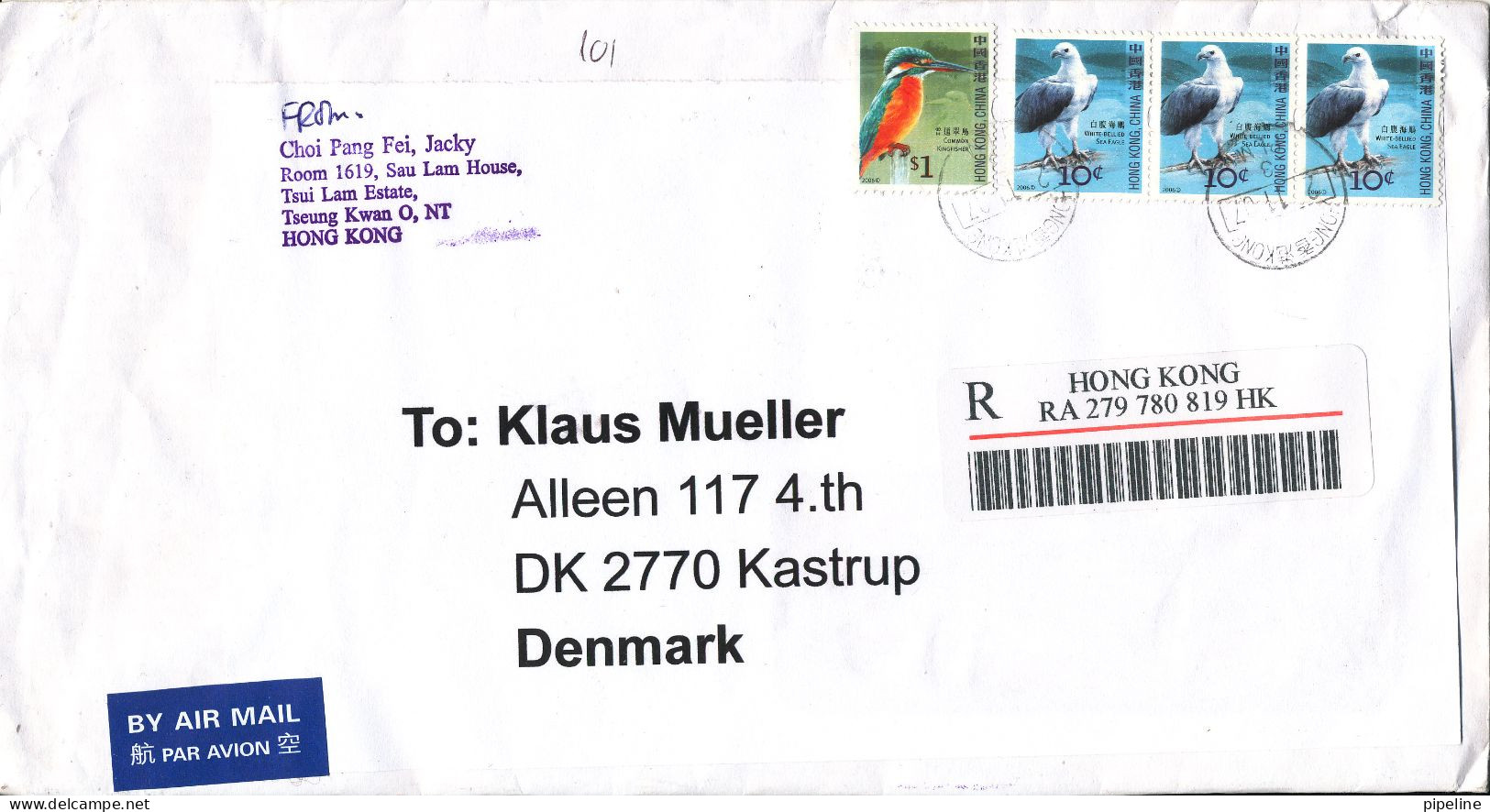 Hong Kong Registered Cover Sent Air Mail To Denmark 2-11-2007 With A Lot Of Stamps On Front And Backside Of The Cover - Covers & Documents