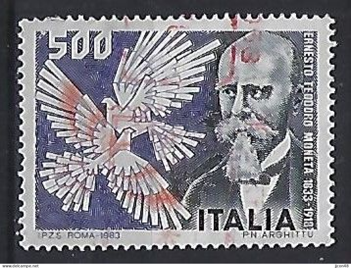 Italy 1983  Ernesto Teodoro Moneta  (o) Mi.1844 - 1981-90: Afgestempeld