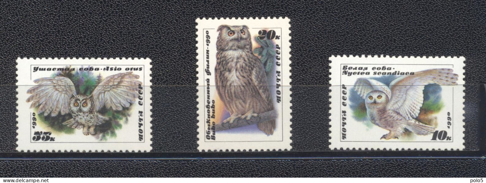 URSS 1990-Owls Set (3v) - Neufs