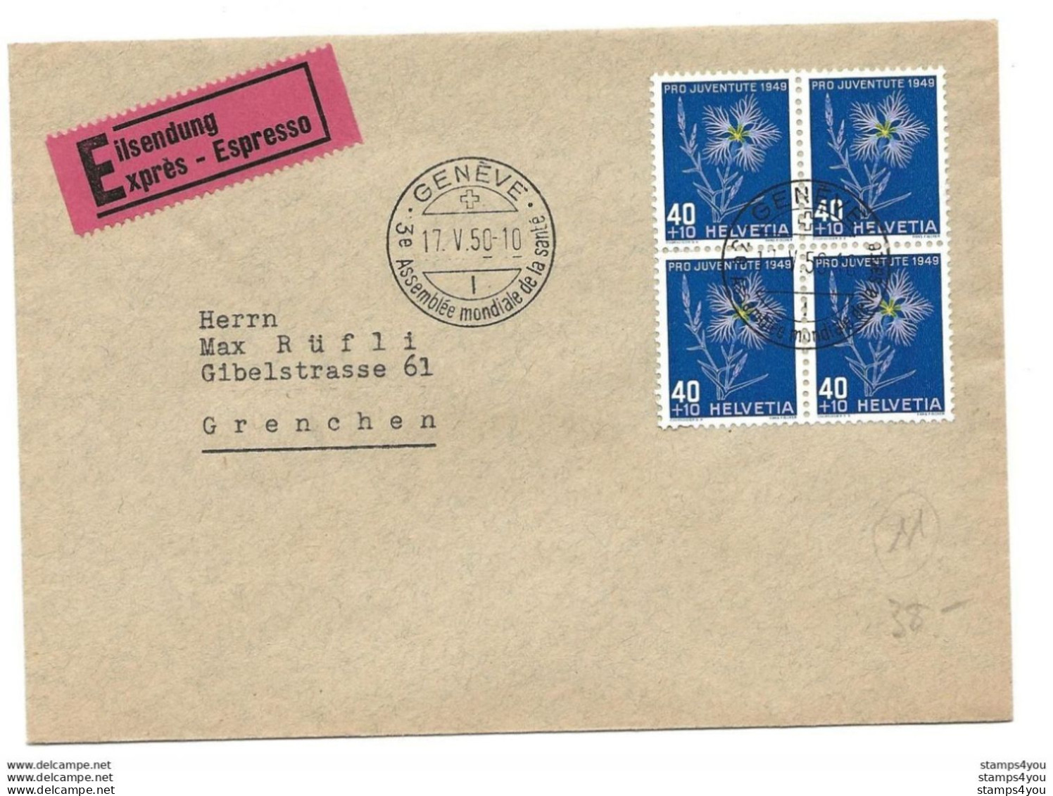 244 -  11 - Enveloppe Avec Rare Oblit Spéciale "3e Assemblée Mondiale De La Santé 1950" Superbe Affranchissement - Poststempel