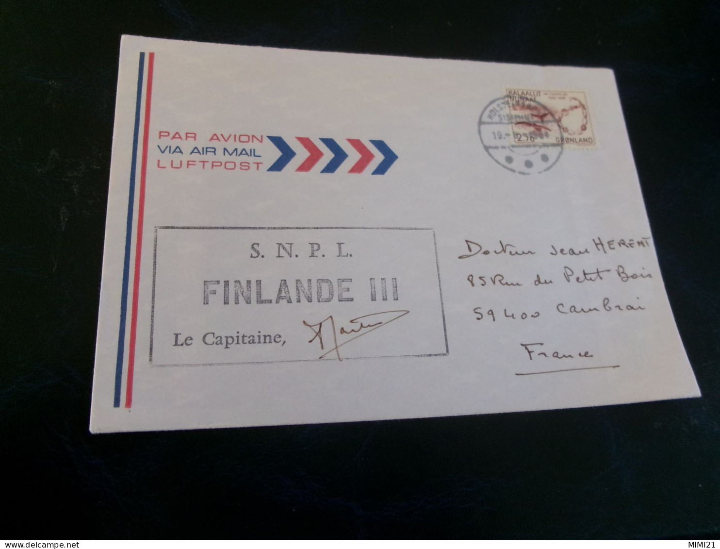 BELLE ENVELOPPE ...le CAPITAINE DU FINLANDE III S.N.P.L CACHET 1984 - Lettres & Documents