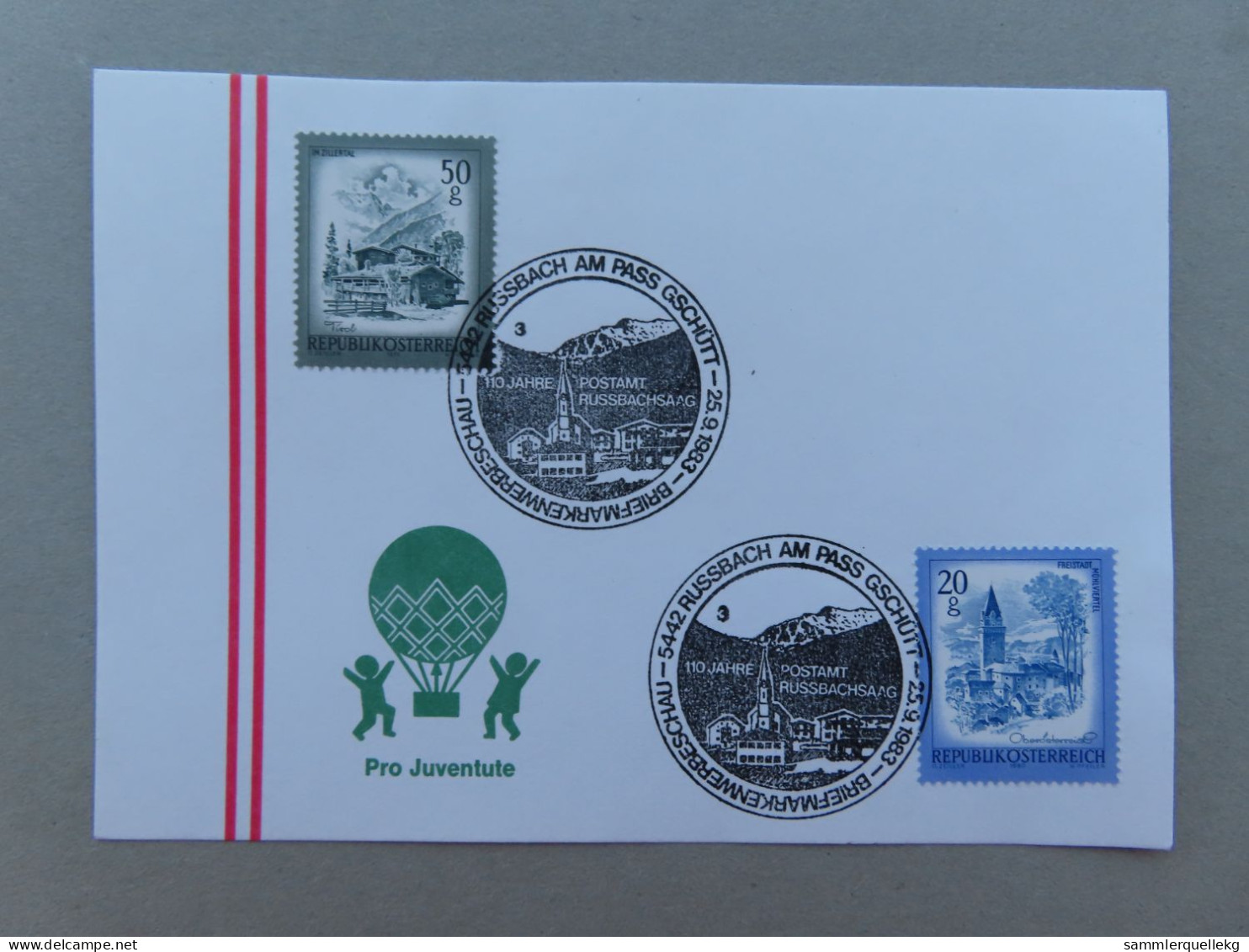 Österreich Pro Juventute - Mit Sonderstempel 25. 9. 1993 Russbach Am Pass Gschütt,100 Jahre Postamt Russbach (Nr.1704) - Autres & Non Classés