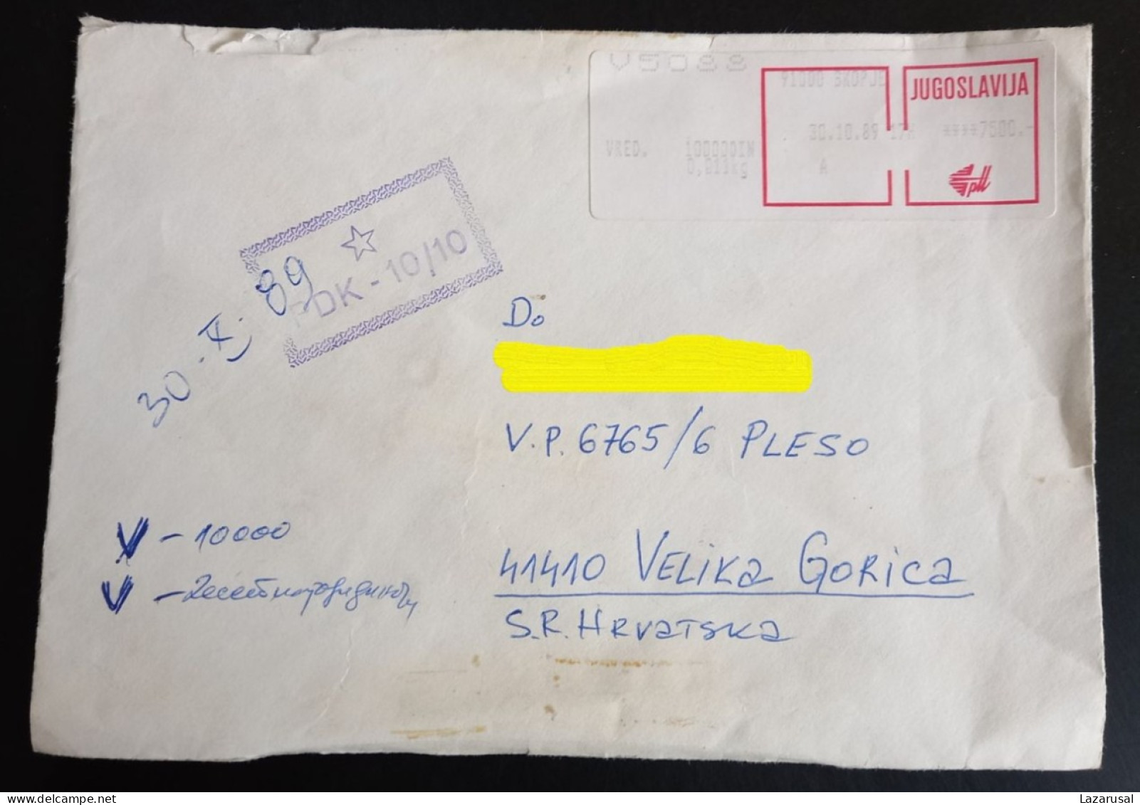 #P1    Military Post - Yugoslavia Croatia - Velika Gorica 1989  Censored, CENSOR - Covers & Documents