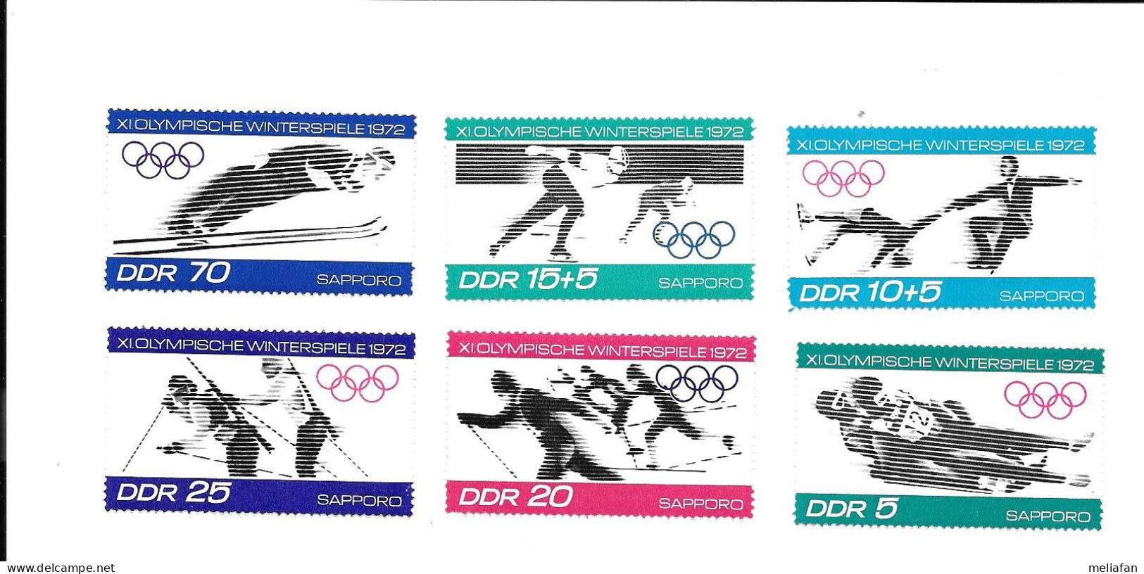 DF78 - TIMBRES POSTE DDR - JEUX OLYMPIQUES SAPPORO 1972 - LUGE - BIATHLON - PATINAGE - SAUT A SKI - SKI DE FOND - Winter 1972: Sapporo