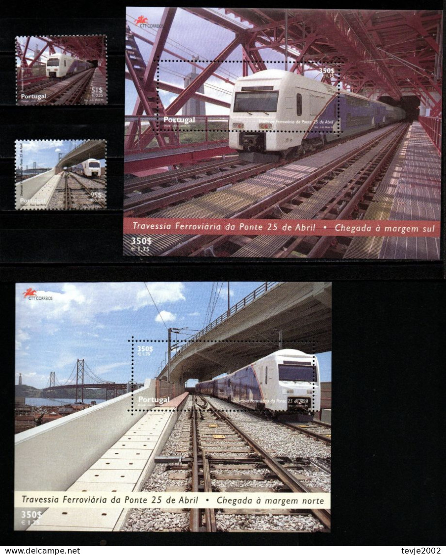 Portugal 1999 - Mi.Nr. 2358 - 2359 + Block 154 + 155 - Postfrisch MNH - Eisenbahnen Railways - Strassenbahnen