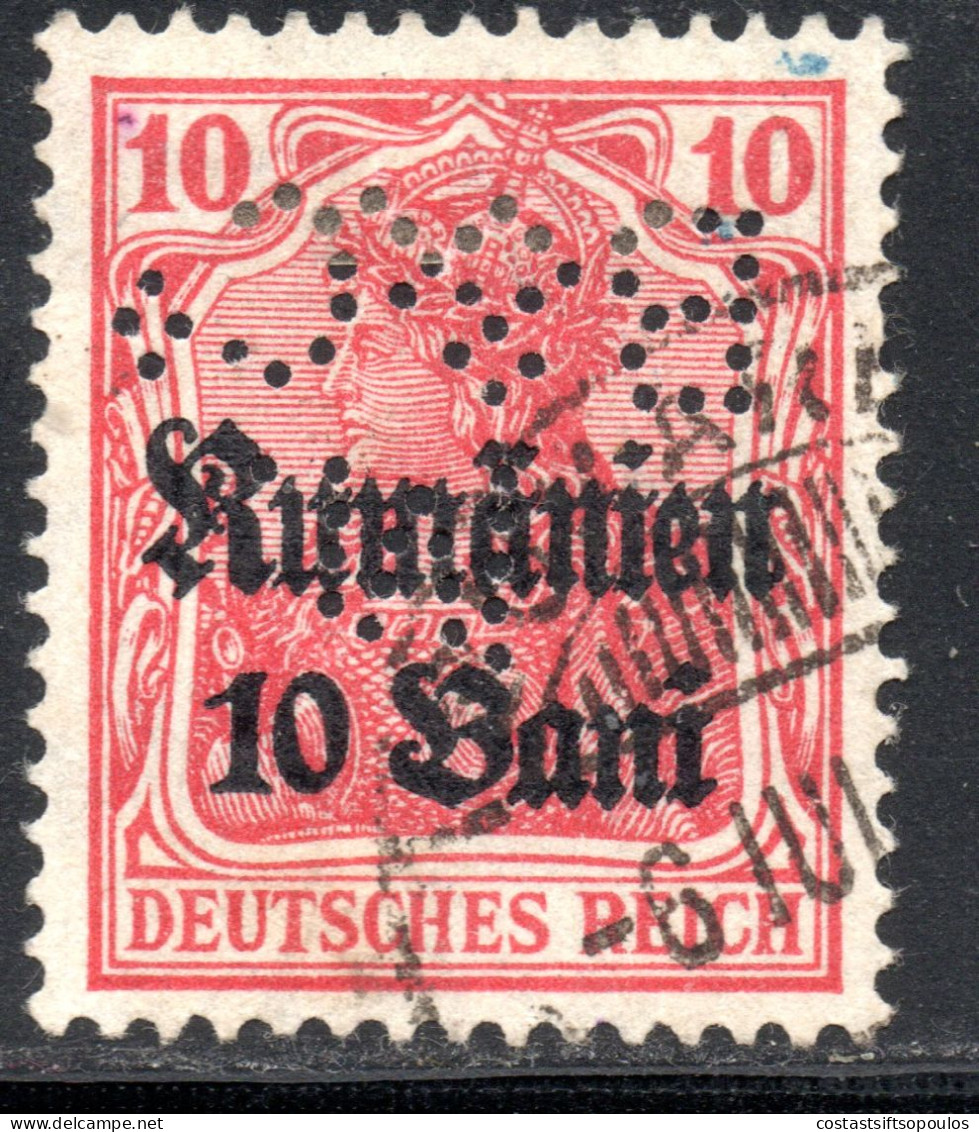 3233 1918 GERMAN OCCUPATION.SCARCE PERFIN. - Foreign Occupations