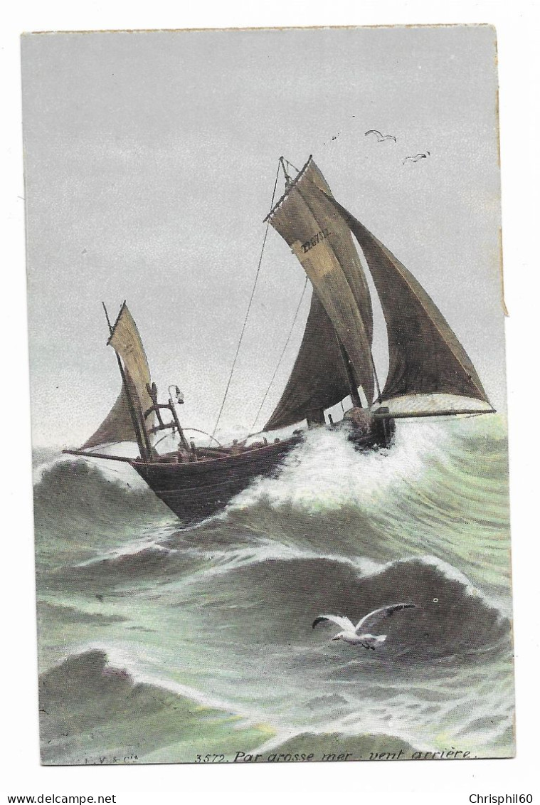 CPA - Par Grosse Mer; Vent Arrière - L.V. Et Cie - N° 3572 - Phototypie Vasselier - - Sailing Vessels