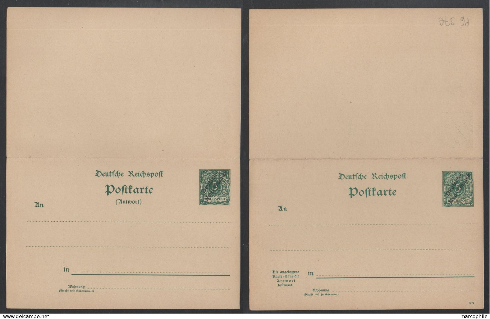 DEUTSCH NEUGUINEA / 1899 # P6 - DOPPEL GSK MIT DATUM  - ENTIER POSTAL DOUBLE AVEC DATE / KW 37.00 EURO - German New Guinea