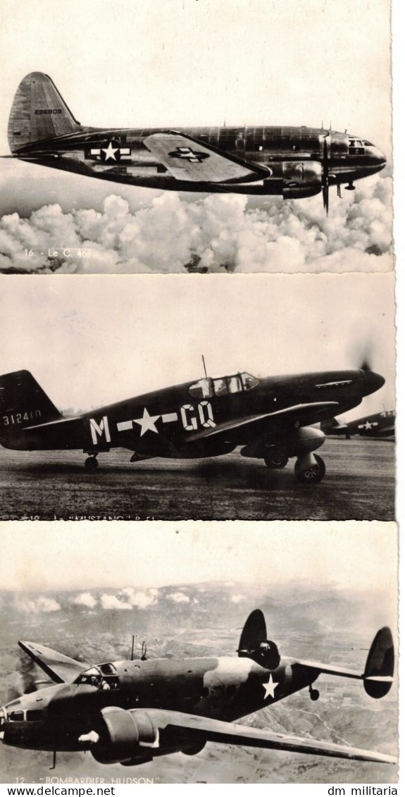 LOT 3 CARTES : LE C46 AMÉRICAIN - LE MUSTANG P51 DE L'AVIATION AMÉRICAINE - BOMBARDIER HUDSON - USAF - USA - AMÉRIQUE - 1939-1945: 2nd War