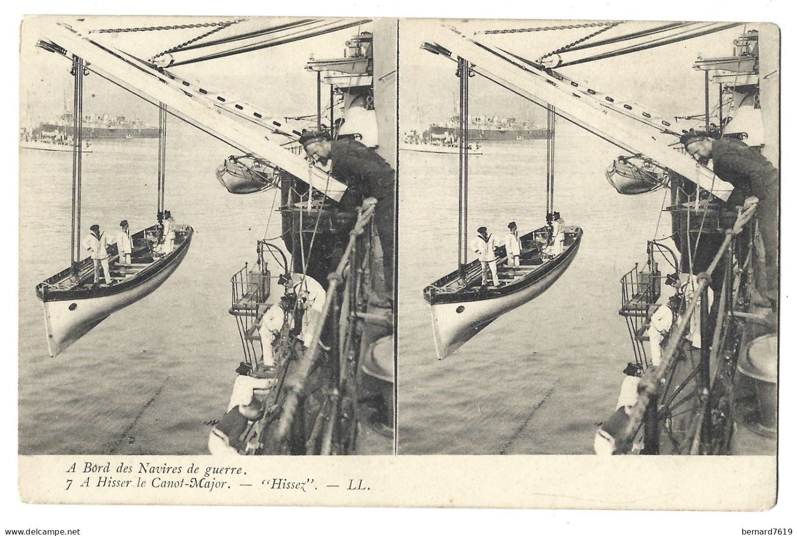 Bateau - A Bord Des Navires De Guerre - Carte Stereoscopique - A Hisser Le Canot Major - Guerre