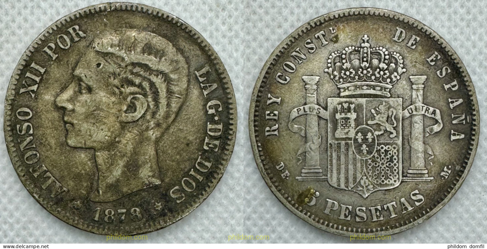 3913 ESPAÑA 1878 ALFONSO XII - 1878 *78 - EM M 5 PESETAS - Sammlungen