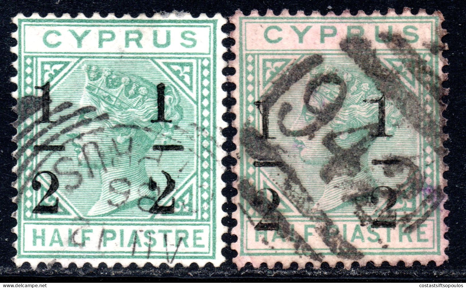 3234. 1886.VICTORIA  SG.29. SEE FIRST STAMP RIGHT 1/2 SURCHARGE. - Chipre (...-1960)