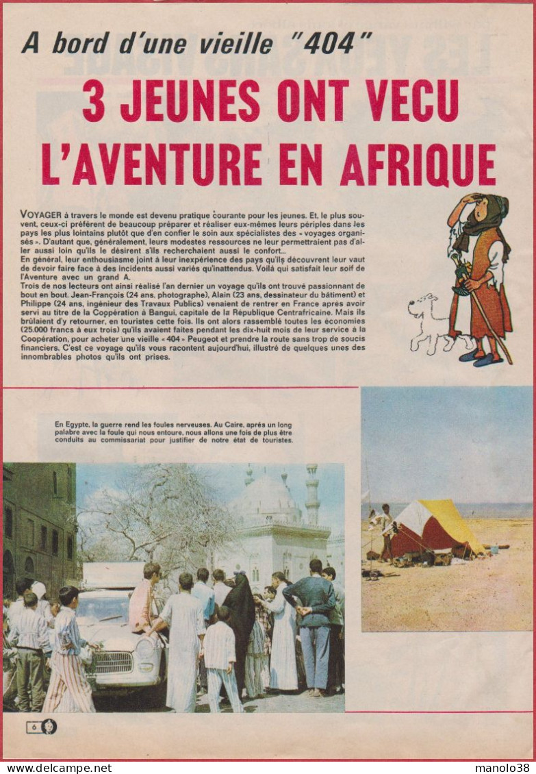 En Peugeot 404, 3 Jeunes Ont Vécu L'aventure En Afrique. Reportage. Automobile. 1970. - Historical Documents