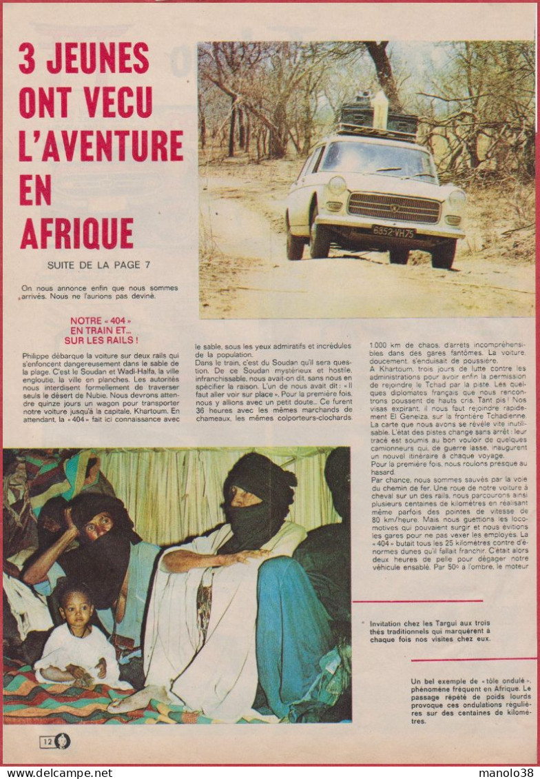 En Peugeot 404, 3 Jeunes Ont Vécu L'aventure En Afrique. Reportage. Automobile. 1970. - Historical Documents