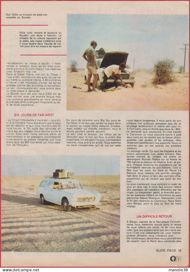 En Peugeot 404, 3 Jeunes Ont Vécu L'aventure En Afrique. Reportage. Automobile. 1970. - Historische Documenten