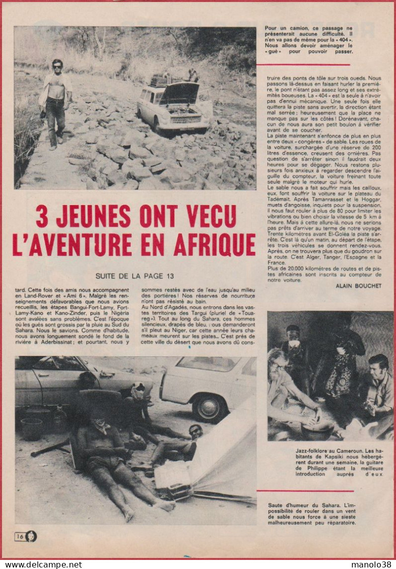 En Peugeot 404, 3 Jeunes Ont Vécu L'aventure En Afrique. Reportage. Automobile. 1970. - Historische Documenten
