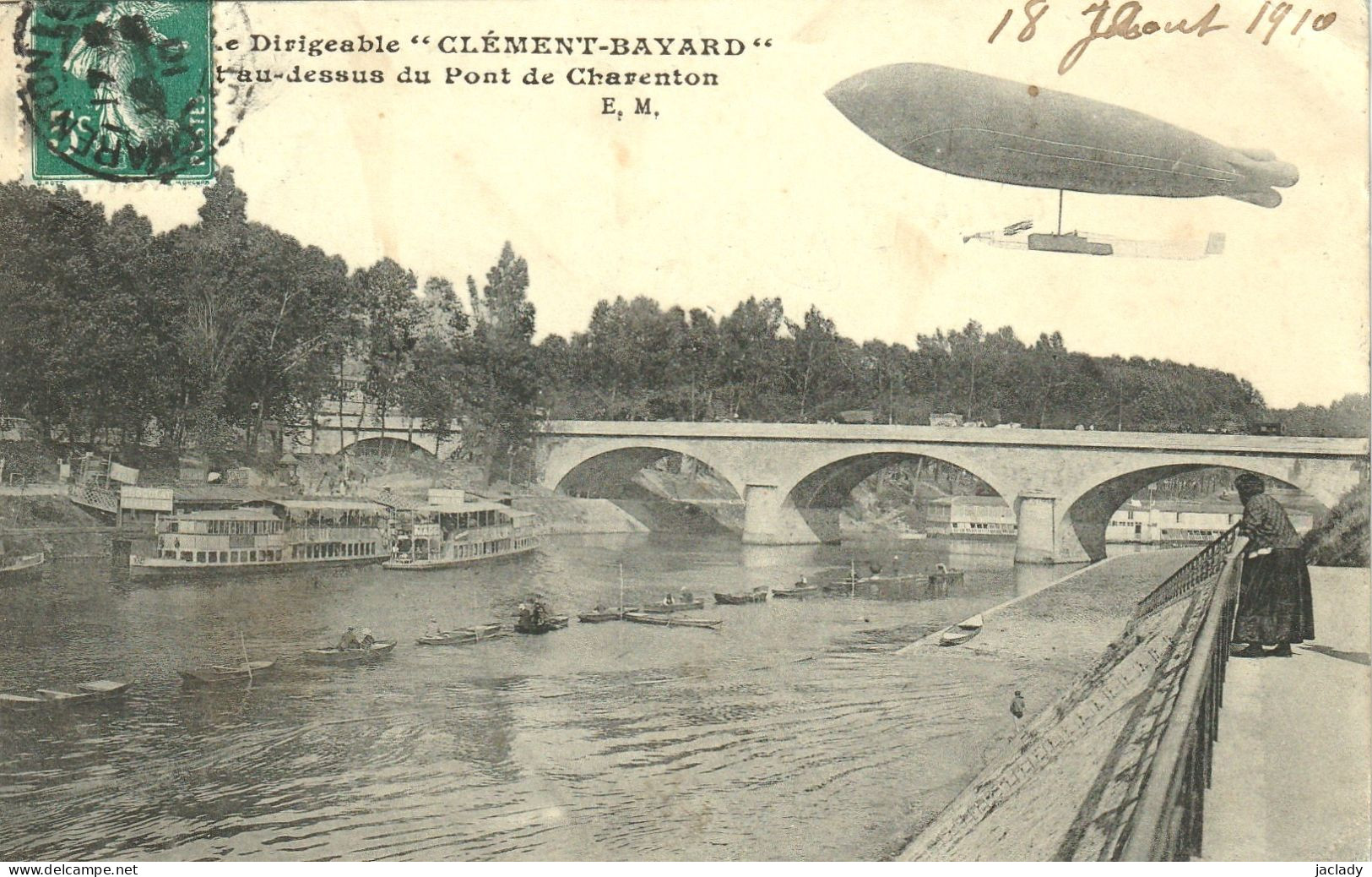 Le Dirigeable -- Clément - Bayard - Au-dessus Du Pont  De Charenton    ( 2 Scans ) - Dirigeables