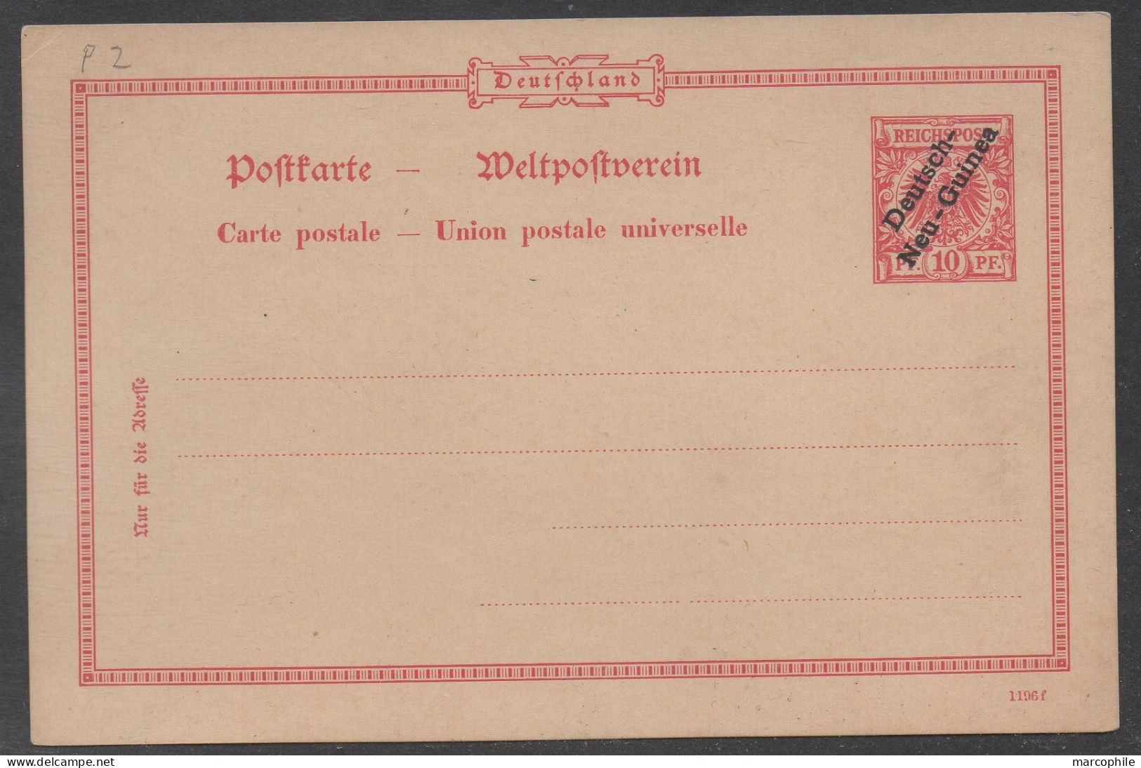 DEUTSCH NEUGUINEA / 1898 # P2 - GSK MIT DATUM  - ENTIER POSTAL AVEC DATE / KW 14.00 EURO - German New Guinea