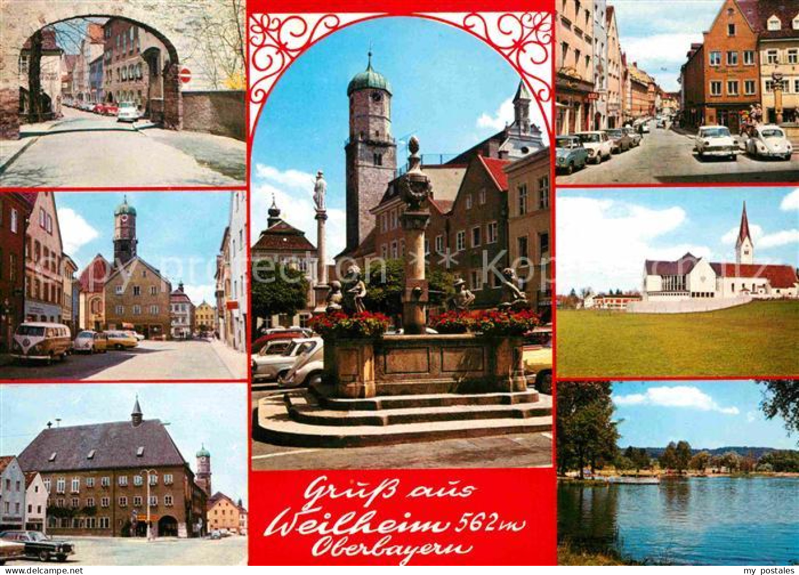 72627680 Weilheim Oberbayern Torbogen Marktplatz Brunnen Dorfmotive Seeblick Wei - Weilheim