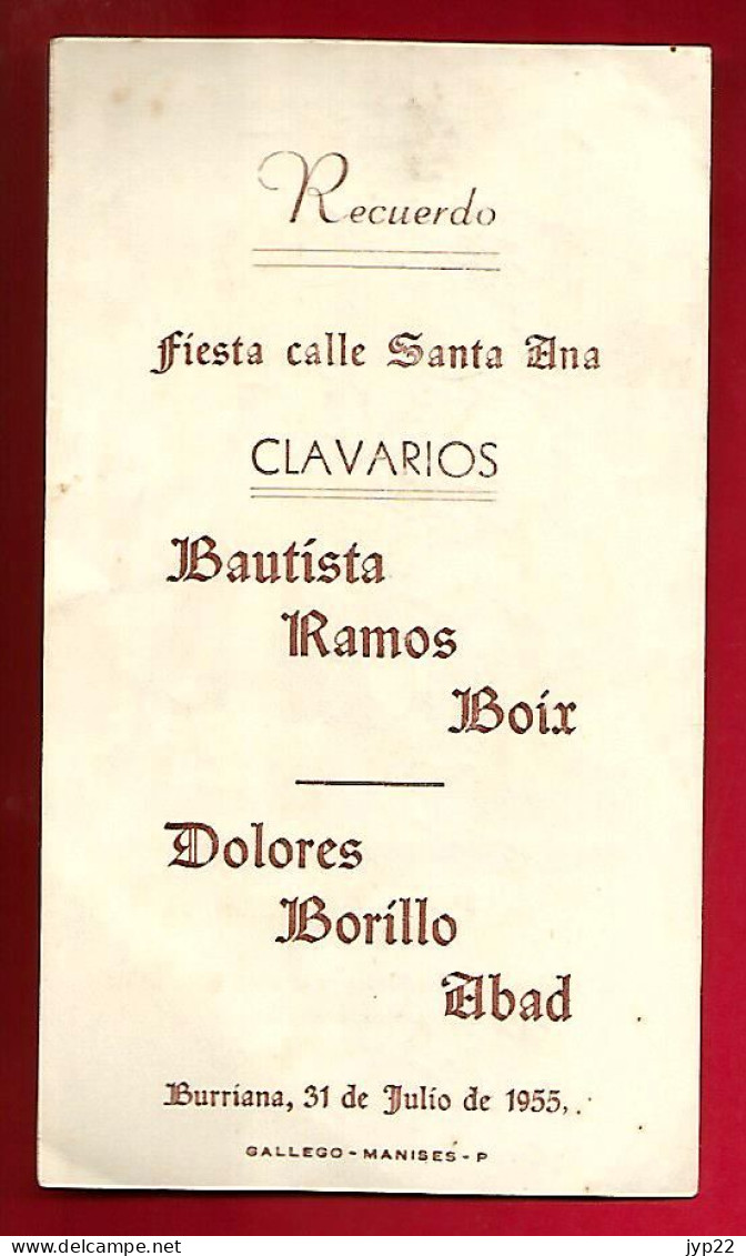 Image Pieuse Santa Ana Y La Virgen Clavarios Clavaires Bautista Ramos Boix Dolores Borillo Abad - 31-07-1955 Espagne ... - Images Religieuses
