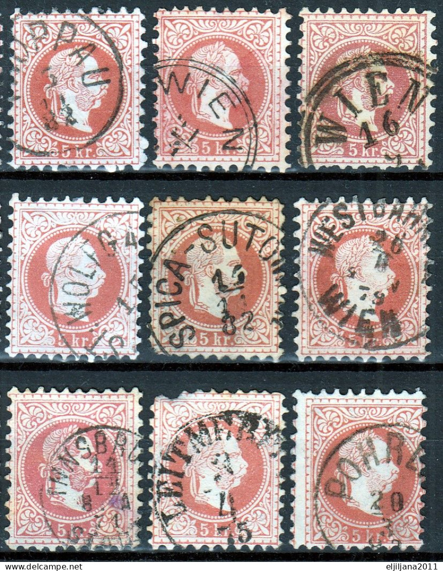 ⁕  Austria 1867 ⁕ Emperor Franz Josef I. 5 Kr. Mi.37 ⁕ 18v Used - Good Postmarks / Stempel (#lot1) - Used Stamps