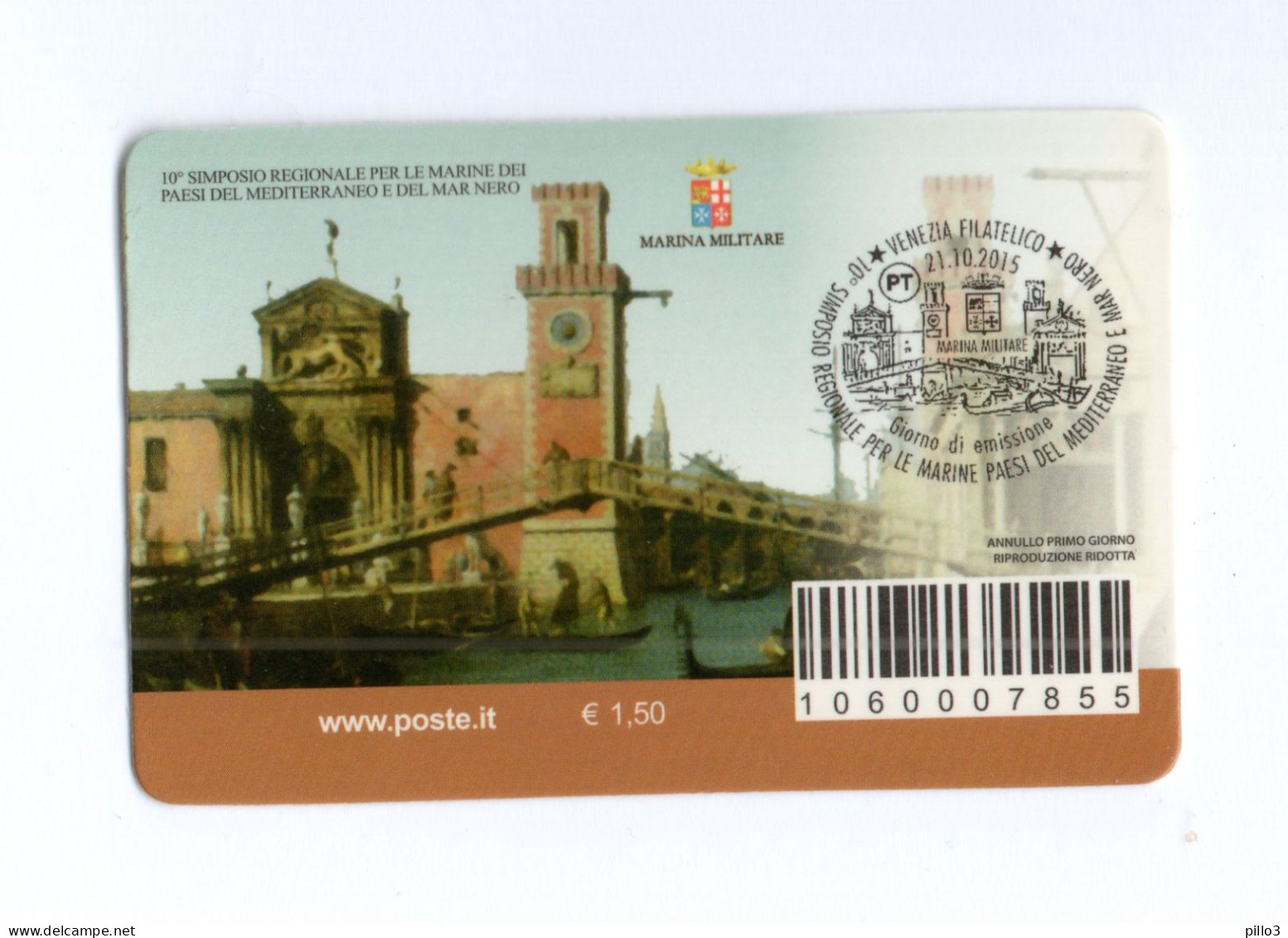 ITALIA  :  Tessera Fil.10° Simposio Per Le Marine Dei Paesi Del Mediterraneo   21.10.2015 - Cartes Philatéliques