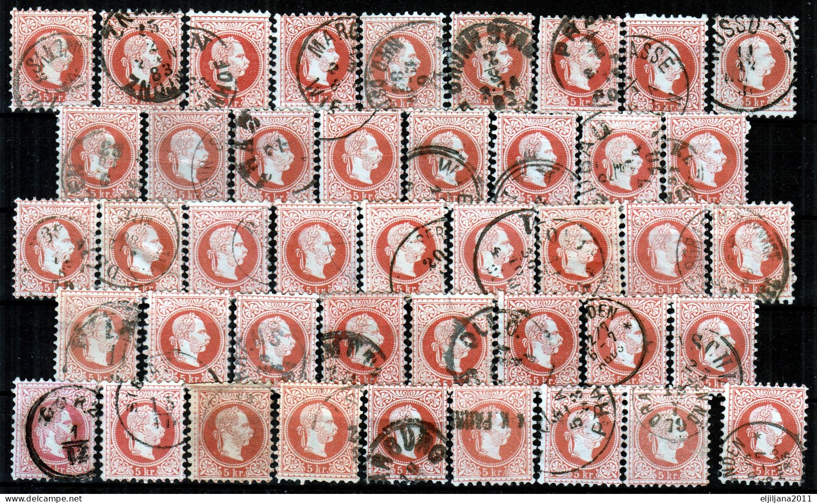 ⁕  Austria 1867 ⁕ Emperor Franz Josef I. 5 Kr. Mi.37 ⁕ 43v Used - Shades (# Lot 3) - Gebraucht