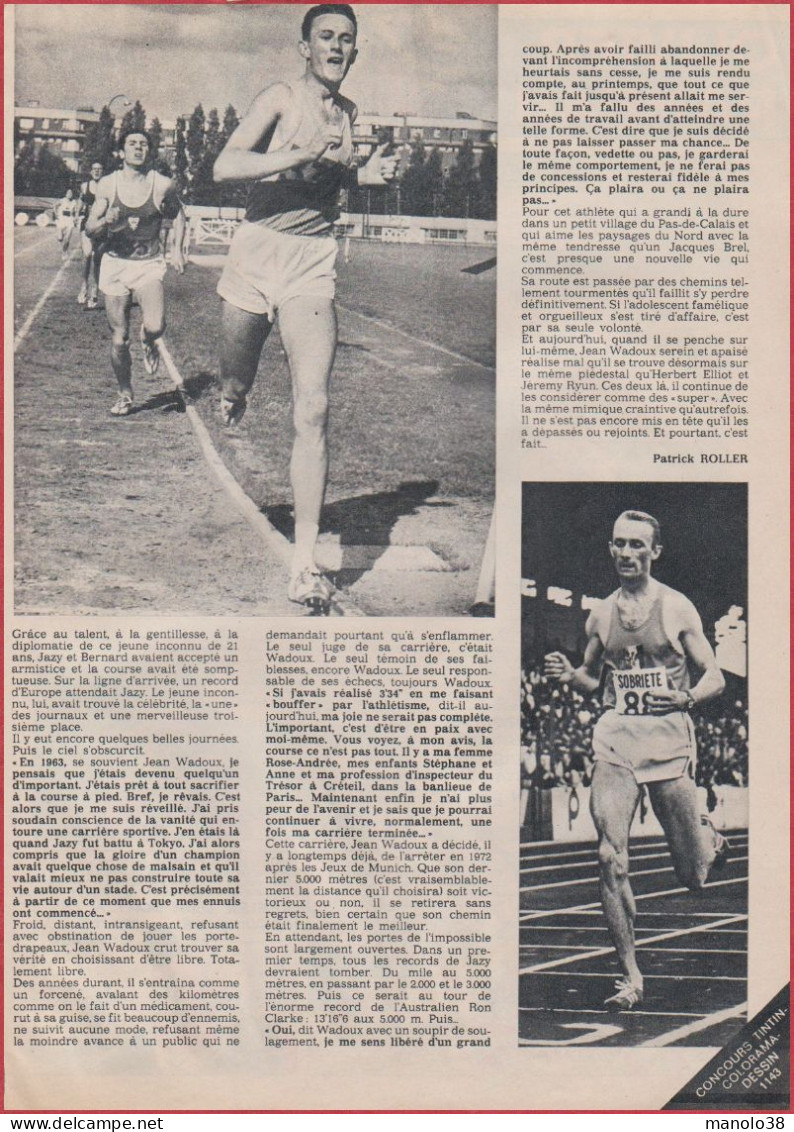 Jean Wadoux. Athlète Français, Spécialiste Des Courses De Fond Et De Demi-fond. Sport. Reportage. 1970. - Documents Historiques