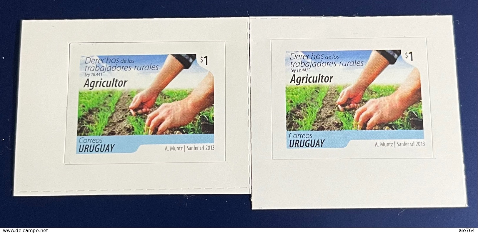 Uruguay 2013 Farmer Tending To The Field, Agricultor, $ 1, 2v, Sc 2412, Y 2609, MNH. - Uruguay