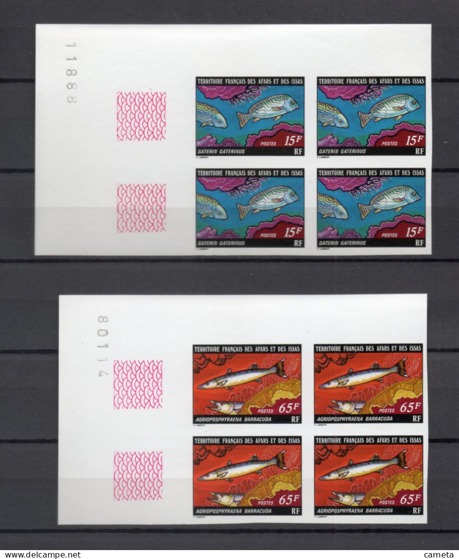 AFARS ET ISSAS  N° 441 + 442  NON DENTELES BLOCS DE 4 TIMBRES  NEUFS SANS CHARNIERE COTE 280.00€  POISSON  ANIMAUX FAUNE - Unused Stamps
