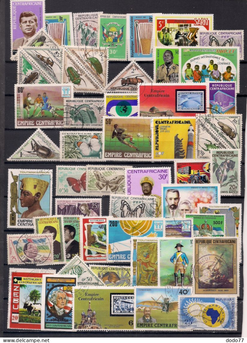 50 TIMBRES  CENTRAFRIQUE     OBLITERES TOUS DIFFERENTS - Sammlungen (ohne Album)